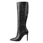 Only maker Pointy Toe Stiletto High Heels 4 Inches Knee High Side Zipper for Women Men Black Size 13