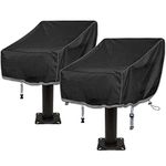 Boat Folding Seat Cover, 2 Pack 600D Waterproof Fishing Chair Cover, Outdoor Waterproof Pedestal Pontoon Captain Boat Bench Chair Seat Cover, 20" L x 19" W x 14" H Black