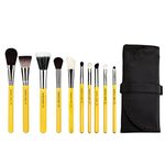 Bdellium Tools Studio Mineral 10pc. Brush Set with Roll-up Pouch - Designed for Use with Mineral Makeup (Yellow, 1pc)