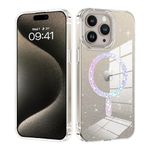 DUEDUE Magnetic Case for iPhone 15 Pro Max Case [Compatible with MagSafe] Glitter Shining Phone Case iPhone 15 Pro Max Slim Shockproof Women Girl Protective Cover for iPhone 15 Pro Max 6.7",Clear