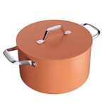 Ciarra Beyond Cookware Nonstick Dutch Oven with Lid, Deep Ceramic Dutch Oven 24cm PTFE&PFOA Free, Oven Safe, Compatible with All Stovetops, Orange