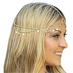Aukmla Gold Sequins Head Chain Jewe
