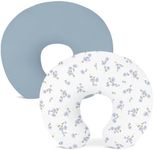 Wimist Nursing Pillow Covers 2 Pack, Muslin Nursing Cover for Breastfeeding Pillows, Comfortable for Baby Girls and Boys (Flower I & Light Blue)