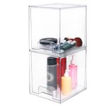 Stackable Makeup Organizer and Storage, Clear Acrylic Cosmetic Drawers with Handles for Vanity Table, Under Counter, Kitchen Cabinets, Pantry, Home Organization and Storage