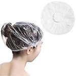 100 Pcs Disposable Shower Caps,Extra Elastic Waterproof Shower Caps,Clear Waterproof Plastic Shower Cap for Home, Hotel, Spa and Hair Salon Portable Travel