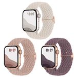 Joehwerr 3-Pack Anti-Slip Braided Strap Compatible for Apple Watch Straps Women 40mm 41mm 38mm 42mm 44mm 45mm 46mm 49mm, Adjustable Elastic Stretchy Strap for iWatch SE Ultra 10 9 8 7 6 5 4 3 2 1