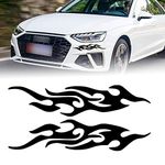 TOMALL 2 Pcs 40cm Flame Reflective Sticker for Car Flame Racing Sports Stripe Decal for Golf Cart Vinyl Waterproof Decal Decoration for Car Body Side Truck SUV Off-Road Vehicles Skateboard (Black)