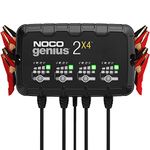 NOCO GENIUS2X4, 4-Bank, 8A (2A/Bank) Car Battery Charger, 6V and 12V Automotive Battery Charger, Battery Maintainer, Trickle Charger and Desulfator for AGM, Lithium, Motorcycle, and RV Batteries