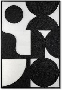BASNLIFE Sandstone Hand-Painted Minimalist Wall Art, Black and White Abstract Canvas Painting for Living Room, Dining Room, and Home Decor (36" Lx24 W)