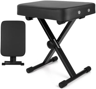 TENTOTEN Piano Bench Portable Piano Stool, Keyboard Bench Adjustable Piano Bench Foldable Piano Seat with 2.4 Inch Thickness High-Density Sponge Pad, Air Holes Design Keyboard Stool, Black