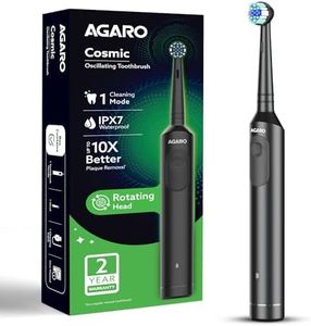AGARO Cosmic Oscillating Electric Tooth Brush for Adults, Nylon Soft Bristles, Replaceable Brush Head, Rechargeable, Power Oscillating Toothbrush, Black