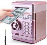 ATM Piggy Bank Boalord, LittleStar Kids Toys Gifts for 6 7 8 9 10 11 12 Year Old Boys Girls, Children Real Money Safes Electronic ATM Machine Cash Coin Can Box with Password Protection - Rose Gold