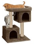 FURRLOVERS Condo Cat Kitten Activity Tree | Plush Fur Fabric | Detachable Bed | Jute Rope Scratching Post | Suitable for Kittens (Height 26 Inch) (Brown - FURR-62)