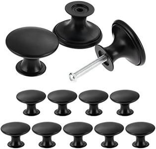 TsunNee 12PCS Vintage Cabinet Knobs, Chic Drawer Knobs, Antique Kitchen Cupboard Handles, 30mm Round Furniture Door Knobs, Black