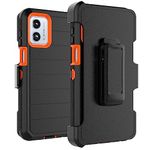 Takfox Moto G 5G 2023 Case, for Motorola G 2023 5G Belt Clip Holster Phone Case with [Built-in Screen Protector] Kickstand Protective Rugged Heavy Duty Shockproof Dustproof Cover-Black/Orange