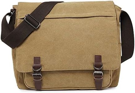 Dasein Large Vintage Canvas Messenger Shoulder Bag, Beige, 15in Laptop