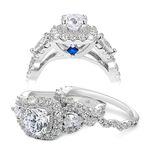 Newshe Engagement Wedding Ring Set for Women 925 Sterling Silver 2.4ct Round Pear White Cz Size 8