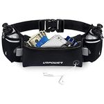 URPOWER Upgraded Running Belt with Water Bottle, Running Fanny Pack with Adjustable Straps, Large Pocket Waist Bag Phone Holder for Running Fits 6.5 inches Smartphones, Running Pouch (Black&Grey)