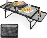 Cozioz 60x40 cm Folding Camping Table with 2 Wing Panels and Mesh Bag - Portable Outdoor Table for Picnic, BBQ, Beach, and Camping (Black)