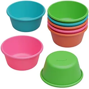 Bakerpan Silicone Mini Cake Pan, Large Muffin Cup, 3 1/2 Inch Baking Cups, Set of 8