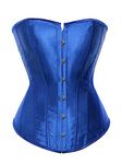 Miolasay Women Waist Plus Size Corset Bustier Corset Lace up Body Shaping Retro Bustier Overbust Top Satin Waist Cincher (A-Blue, XL)