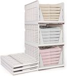 HOTOOLME Extra Large Wardrobe Storage Box,Stackable Wardrobe Storage Organizer,Set of 3 Plastic Wardrobe Shelves Closet Organiser Box,Clothes Organizer Shelf Basket for Home Wardrobe Bedroom Laundry