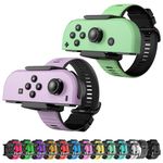 Upgraded Silicone Wrist Bands for Just Dance 2024 2023 2022 2021 2020 Switch, ZAONOOL Adjustable Elastic Dance Straps for Switch & Switch OLED Controllers, 2 Pack for Adults and Kids (Purple-Green)