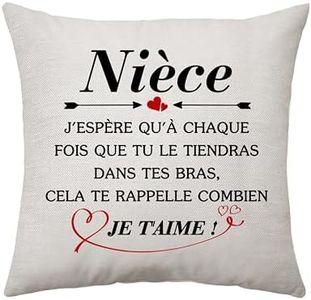 Aconesong Cadeau À Ma Nièce Housse de Coussin - J'espère qu'à Chaque Fois Que tu Le tiendras dans tes Bras, Cela Te rappelle Combien Je t'aime Cadeau pour Nièce Noël d'anniversaire Cadeaux (Nièce)