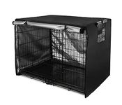 Double Door Dog Crate Cover Wire Dog Cage Cover Waterproof Durable Lightweight 420D Polyester Pet Kennel Cover Indoor Outdoor Protection Cage Covers for Dog Crates Black 42 inches