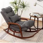 Wooden Furniture City Teak Wood Traditional Rocking Tropical Comfortable and Simple Designed Arm Chair (Dark Grey)