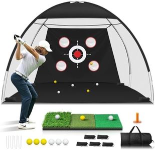 10x7FT Golf Net with Mat, Golf Practice Net for Backyard Garage Indoor Outdoor with Target Pockets for Driving Chipping Swing, for Men Women Dad Husband Golfer, Ideal Gift for Him