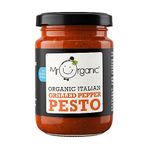 Mr Organic - Organic NAS Grilled Pepper Pesto 130g - Non GMO & Preservative Free - Gluten Free & Vegan - No Added Sugar - Pack of 1
