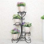 magic matels Wrought Iron And Gl Metal Powder Coated Pot Stand, Black, L 69cm W 22cm H 73cm