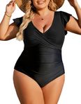 Blooming Jelly Women's Plus Size Swimsuit One Piece Tummy Control Bathing Suit Cute Vintage Maternity Swimwear 2024 Swimming Suit (Black,4X-Large)