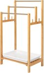 HEMDI 3 Tier Free Standing Wooden Towel Rack Holder with Storage Shelf for Hand Towel, Wash Clothes and Bathroom, (40L x 40W x 40H Cm)