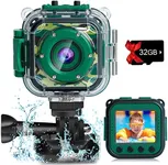 PROGRACE Kids Camera Waterproof Gift Toy - Children Digital Video Camera Underwater Camera for Kids 1080P Camcorder Toddler Sports Camera for Boys Birthday Learn Camera Pool Toys Age 3-14