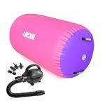 AWSUM 4ft L x 2.5ft Diam Air Roller Tumbling Mat Barrel Backbend Trainer for Gym Inflatable Gymnastics equipment with Electric Pump Pink/Purple