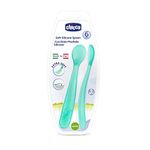 Chicco Baby Self Feeding Spoon with Soft Tip, Suitable For Training Toddlers, Soft & Flexible Silicone, Blue, 6m+ (Pack of 2)