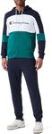 Champion Men's Legacy Icons Sweatsuits-Light Powerblend Terry Hooded Full-Zip Tracksuit, Forest Green/Navy Blue, XXL