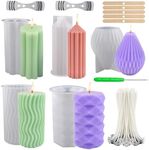NICAVKIT 5Pcs Silicone Candle Molds Set for Candle Making, Pillar Candle Mold, 3D Cylinder Candle Mold, Epoxy Resin Casting Molds for for DIY Crafts, Wax Candle Making