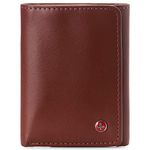 Alpine Swiss Mens Leon Trifold Wallet RFID Safe York Collection Smooth Finish Tan