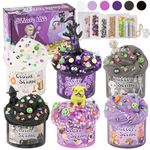 LAWOHO 6 Packs Purple Slime Kit -Cloud Slime, Butter Slime & Clear Slime, Halloween Slime for Kids with Slime Add-ins, Slime Making Kit for Kids Party Favors, Birthday Halloween Christmas Easter Gifts