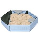 Outsunny DIY Kids Sandbox with Waterproof Oxford Cover, Sand Playset Station with Bottom Fabric Liner, for 3-12 Years Old, Outdoor Indoor Backyard, Light Blue