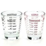 NCnnwovf Shot Glasses Measuring Cup Liquid Heavy Glass Wine Glass Espresso Shot Glass 26-Incremental Measurement 1oz, 6 TSP, 2 TBS, 30ml (Black and Red)