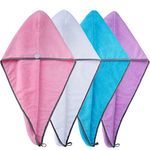 Polyte Microfiber Hair Turban Wrap Hair Drying Towel 12 x 28 in (Multi Color - 4 Pack)