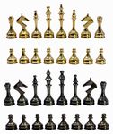 StonKraft Brass Chess Pieces Chess Coins Pawns Chessmen (Gold, 3.75" Latest)