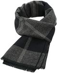 American Trends Mens Winter Warm Cashmere Scarf Plaid Tassel Scarf for Men Soft Long Cotton Scarves Black Grey Square