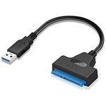 EasyULT Adaptateur USB 3.0 vers SATA III, Super Speed USB 3.0 vers SATA Disque Convertisseur Cable Adapter pour 2.5" SSD/HDD Drives,Supporte Windows 98/2000 / XP/Vista / 7/8, Mac OS X