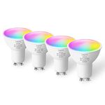 Lepro GU10 Smart Bulb, Colour Changing Smart Light Bulb GU10, RGB Warm White Smart GU10 LED Bulbs, WiFi & Bluetooth LED Bulbs Compatible with Alexa, Google Home, 4.5W, Pack of 4 (2.4GHz WiFi Only)