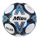 Mitre Delta Football | Highly Durable | Enhanced Accuracy and Consistency, White/Black/Blue, 5